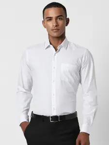 Peter England Slim Fit Grid Tattersall Checked Spread Collar Formal Shirt