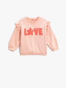 Koton Girls Typography Printed Pure Cotton Pullover Sweatshirt