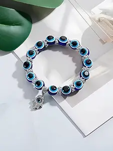 KARISHMA KREATIONS Evil Eye Charms Beads Beaded Elasticated Bracelet
