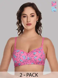 ESOROUCHA Pack Of 2 Printed Full Coverage Lightly Padded Everyday Bra With All Day Comfort