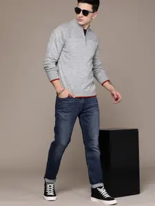 Roadster Men Self Design Pullover Sweater