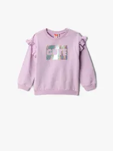 Koton Infants Girls Typography Printed Round Neck Pure Cotton Pullover Sweatshirt