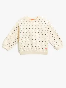 Koton Infant Girls Polka Dots Printed Pure Cotton Sweatshirt