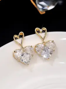VIEN Heart Tassel Gold Plated Geometric Drop Earrings