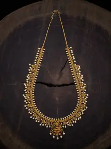 Kushal's Fashion Jewellery Copper Gold-Plated Artificial Beads Antique Necklace