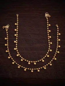 Kushal's Fashion Jewellery Gold-Plated Beaded Antique Anklets