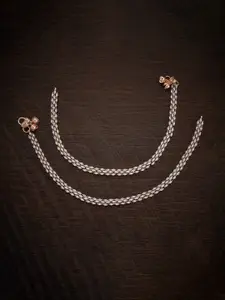 Kushal's Fashion Jewellery Rose Gold-Plated CZ Studded Anklets