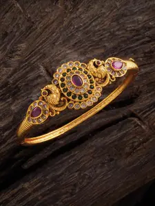 Kushal's Fashion Jewellery Women Gold-Plated Cubic Zirconia Kada Bracelet