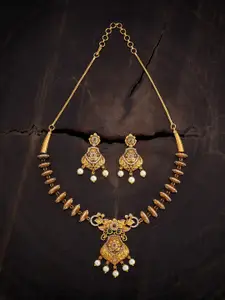 Kushal's Fashion Jewellery Gold-Plated CZ Stone-Studded Necklace & Earrings