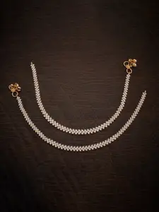 Kushal's Fashion Jewellery Gold Plated Zircon Studded Anklets
