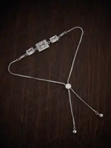 Kushal's Fashion Jewellery Cubic Zirconia Rhodium-Plated Charm Bracelet