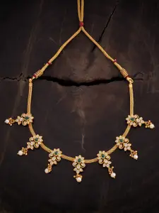 Kushal's Fashion Jewellery Embellished Bridal Gold-Plated Pure Silver Temple Necklace