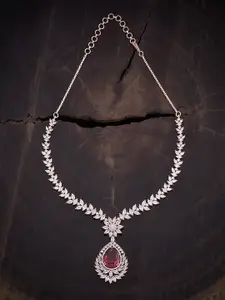 Kushal's Fashion Jewellery Copper Rose Gold-Plated Cubic Zirconia Studded Necklace