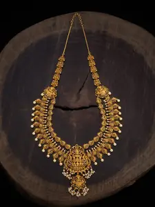 Kushal's Fashion Jewellery  Copper Gold-Plated Antique Statement Necklace