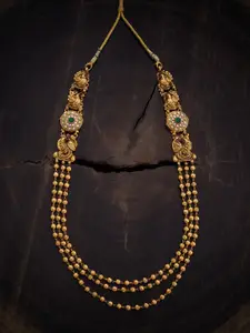 Kushal's Fashion Jewellery Silver Gold-Plated Temple Necklace