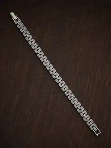 Kushal's Fashion Jewellery Rhodium-Plated Cubic Zirconia Link Bracelet