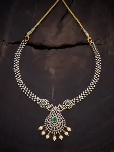 Kushal's Fashion Jewellery 92.5 Pure Silver Rhodium-Plated Cubic Zirconia Studded Necklace
