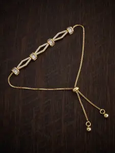 Kushal's Fashion Jewellery Gold Plated Cubic Zirconia Studded Charm Bracelet