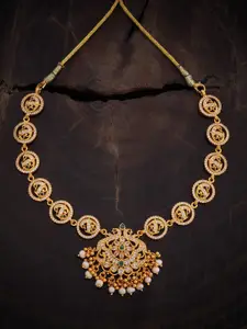 Kushal's Fashion Jewellery Gold Plated 92.5 Pure Silver Stone Studded & Beaded Necklace