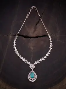 Kushal's Fashion Jewellery Rose Gold Plated CZ Studded Necklace