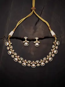 Kushal's Fashion Jewellery Kundan-Studded Necklace With Earrings