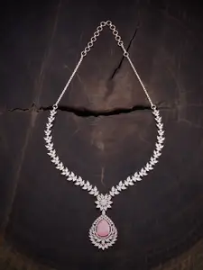 Kushal's Fashion Jewellery Copper Rose Gold-Plated Cubic Zirconia Necklace