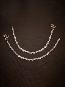 Kushal's Fashion Jewellery Rose Gold-Plated Zircon Studded Anklets