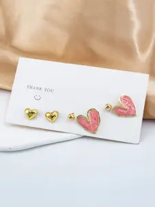 VIEN Set Of 3 Gold Plated Studs Earrings
