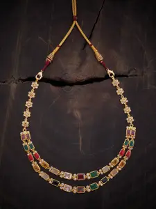 Kushal's Fashion Jewellery Embellished Bridal 92.5 Silver Gold-Plated Antique Necklace