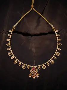 Kushal's Fashion Jewellery 92.5 Pure Silver Gold-Plated Antique Necklace