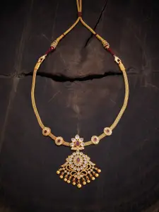 Kushal's Fashion Jewellery Embellished Bridal 92.5 Silver Gold-Plated Antique Necklace