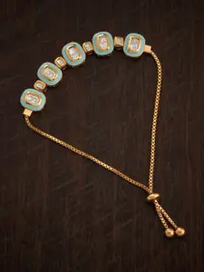 Kushal's Fashion Jewellery Gold-Toned & White Kundan Wraparound Bracelet