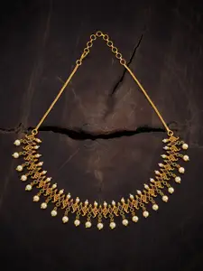 Kushal's Fashion Jewellery Gold-Plated Stone Studded & Beaded Necklace