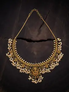 Kushal's Fashion Jewellery Gold-Plated Stone Studded & Beaded Antique Necklace
