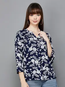 Fame Forever by Lifestyle Floral Printed Mandarin Collar Top