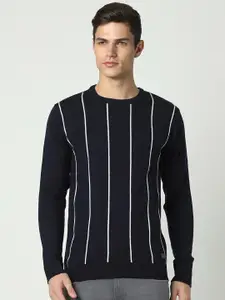 Peter England Casuals Striped Acrylic Pullover Sweater