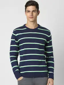 Peter England Casuals Striped Pure Cotton Pullover Sweater