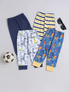 BUMZEE Infants Boys Pack of 4 Mid Rise Pure Cotton Joggers
