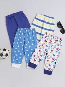 BUMZEE Infants Boys Pack of 4 Mid Rise Pure Cotton Joggers