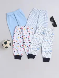 BUMZEE Boys Pack Of 4 Graphic Printed Cotton Mid-Rise Joggers