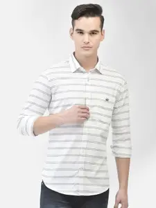 Crimsoune Club Slim Fit Horizontal Striped Pure Cotton Casual Shirt