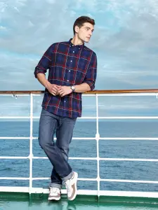 Nautica Pure Cotton Classic Fit Opaque Checked Casual Shirt