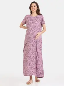 Coucou by Zivame Printed Maternity Maxi Nightdress