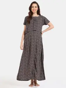 Coucou by Zivame Abstract Printed Maternity Maxi Nightdress