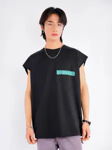 UNRL Printed Pure Cotton Relaxed Fit Longline T-shirt