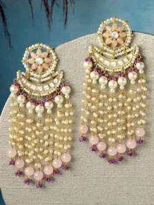 KARATCART Gold Plated Kundan Studded Drop Earrings