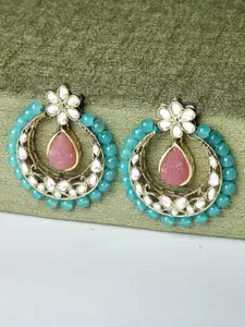 KARATCART Gold Plated Kundan Studded Drop Earrings