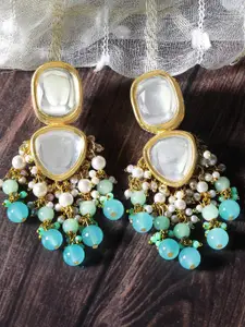KARATCART Gold Plated Kundan Studded Drop Earrings