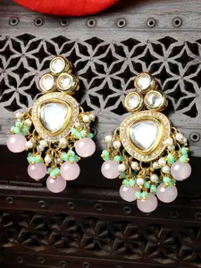 KARATCART Gold Plated Kundan Studded Drop Earrings