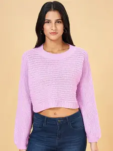 People Open Knit Crop Pullover Sweater